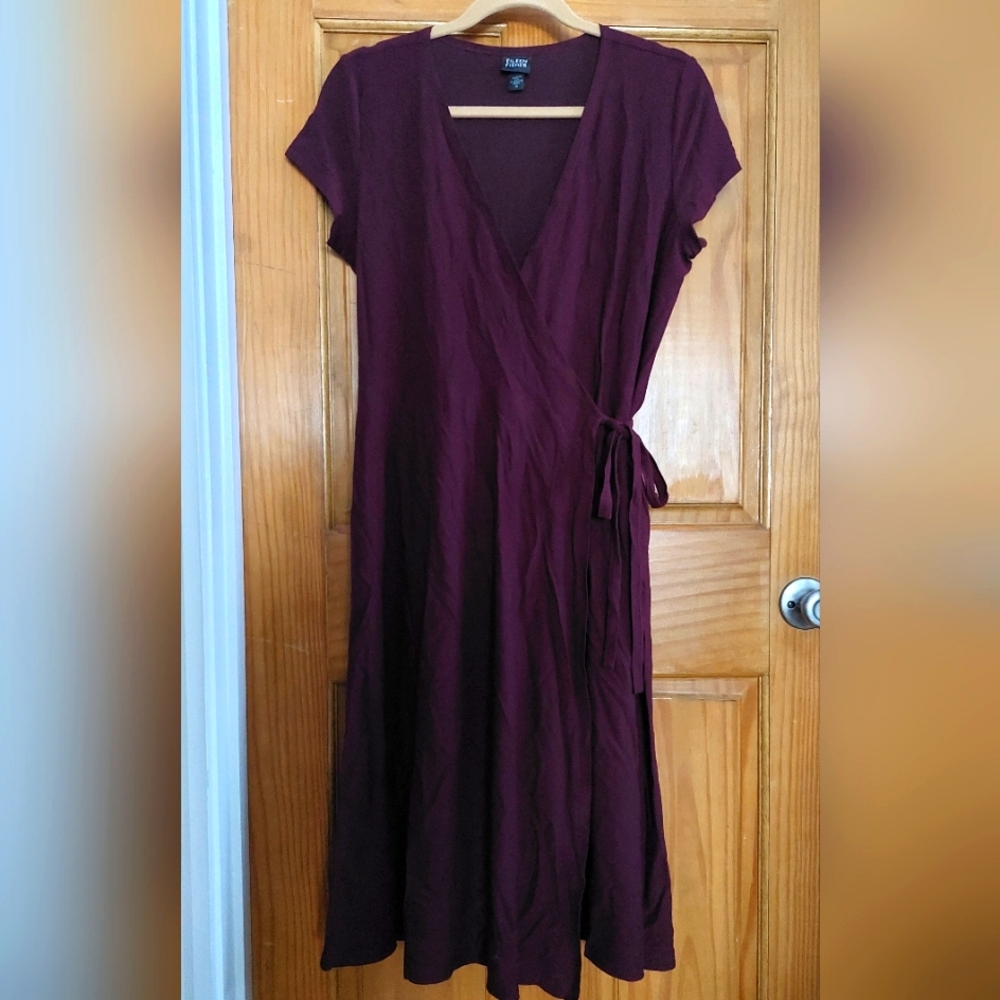 Eileen Fisher ss eggplant wrap dress Sz M